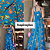 Tecido Estampado 100% Viscose Azul Petróleo Floral Verão 1,45m Vestido Feminino - Imagem 3