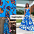 Tecido Estampado 100% Viscose Azul Floral Verão 1,45m Vestido Feminino - Imagem 4