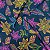 Tecido Estampado 100% Viscose Preta Flores Neon 1,45m Vestido Feminino - Imagem 5