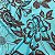 Tecido Viscose Estampa Floral Retro Azul Tiffany 1,45m Confecção de Roupas - Imagem 5