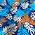 Tecido Viscose Azul Estampa Folhagens Tropical  1,45m Roupas Femininas - Imagem 1