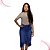 Saia Midi Jeans Moda Evangélica Azul Médio 100% - Imagem 1