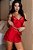 Babydoll Vermelho em Renda e Cetim - Imagem 1