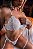 Conjunto Sexy c/ Choker Bicth e Ligas Sedutoras| Branco - Imagem 2