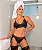 Conjunto Sensual Tule Dot com Cinta Liga| Preto - Imagem 1
