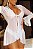 Robe Sensual em Tule c/ Renda e Manga Flare | Branco - Imagem 1