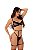 Conjunto Sexy Naomi em Tule Dot com Cinta Liga | Preto - Imagem 3