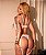 Conjunto sexy Barbara  em tule dot com cinta liga | Branco - Imagem 2