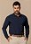 Camisa Social Masculina Marinho Manga longa Microfibra - Imagem 1