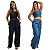 Calça Pantalona Feminina Wide Jeans Leg Cos Alto Com Elastico - Imagem 2