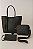 Kit 3 Itens Femininos Colcci Premium – Bolsa Grande + Bolsa Pequena + Carteira com Alça de Mão – Preto com Logo em Relevo - Imagem 1