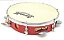 Pandeiro 10'' Injetado Em Abs Vermelho Pele Animal Torelli Tp300 - Imagem 1