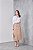 Saia Midi Evasê Caqui Sarja Elegante Moda Evangélica Feminina - Imagem 5