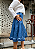 Saia Jeans Midi Godê com Recortes – Elegância Clássica na Moda Evangélica de Luxo - Imagem 3