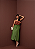 Saia Midi Verde em Sarja Bolsos Moda Feminina - Imagem 4