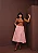 Saia Midi Rosa Sarja Rodada Moda Feminina - Imagem 1