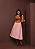 Saia Midi Rosa Sarja Rodada Moda Feminina - Imagem 4