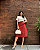 Saia Midi Vermelho  Rodada Botões Moda Feminina - Imagem 1