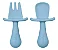 Kit Talher Garfo E Colher Silicone Introdução Alimentar - Buba/ Azul - Imagem 1