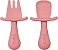 Kit Talher Garfo E Colher Silicone Introdução Alimentar - Buba/ Rosa - Imagem 1