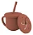 Copo Infantil Silicone 2 em 1 Canudo Snack Piccolo Terra Cota Infanti - Imagem 1