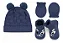 Kit Bebê Recém Nascido Rn Gorro Luva Sapatinho Pimpolho - Azul Jeans - Imagem 1