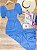 Vestido Longo Pipoca Manga Princesa Noemi Azul Acero - Imagem 1
