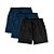 Kit 3 Shorts Masculinos Corrida Academia Praia Elastano Premium Tactel WSS Basic Azul e Preto - Imagem 1