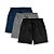 Kit 3 Shorts Masculinos Corrida Academia Praia Elastano Premium Tactel WSS Basic Preto, Azul e Cinza - Imagem 1