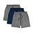 Kit 3 Shorts Masculinos Praia Corrida Academia Elastano Premium Tactel WSS Basic Cinza e Azul - Imagem 1