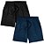 Kit 2 Shorts Masculino Praia Corrida Academia Elastano Premium Tactel WSS Basic Preto e Azul - Imagem 1
