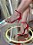 Sandália VERMELHA Salto Alto Tira Bold Strass-7 CM - Imagem 4