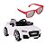 Carro Elétrico Infantil Audi Branco e Óculos De Sol Baby - Imagem 1