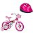 Bicicleta Infantil Aro 12 Flower com Capacete Rosa - Nathor - Imagem 1