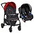 Carrinho de Bebê Ecco CZ Vermelho e Bebê Conforto Touring X - Imagem 1