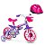 Bicicleta Infantil Aro 12 Violet e Capacete Rosa - Nathor - Imagem 1