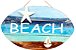 PLACA DECORATIVA BEACH COM BARCO EM MADEIRA DE BALI AZUL - Imagem 1
