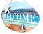 PLACA DECORATIVA WELCOME COM BARCO EM MADEIRA DE BALI AZUL - Imagem 2