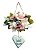 Coracao Branco de Madeira com Buque de Flores Tons Rosada - Imagem 1