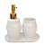 CJ 3PC P/BANHEIRO EM CERAMICA PARIS BRANCO E DOURADO 200ml - Imagem 1