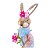 Coelha de Pascoa vestido florido e casaco rosa e Flores 70cm - Imagem 2