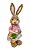 Coelha de Palha com vestido florido e cesta de flores - Imagem 1
