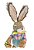 Coelha de Palha com orelha em pelucia e vestido de juta e cesto de flores - Imagem 3
