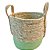 CESTA DECORATIVA PALHA (BEGE VERDE MENTA) M - Imagem 1