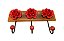 CABIDEIRO DECOR COM FLORES DE METAL VERMELHA MADEIRA PEROBA - Imagem 2