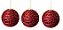 Trio de Bola de Natal Vermelha com barbante Decor 8cm - Imagem 1
