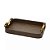 BANDEJA DECORATIVA EM PU MARROM COM PEGADOR EM BAMBU 40 CM - Imagem 1