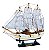 ESCULTURA BARCO VELEIRO DECOR MADEIRA BRANCO AMARELO E PRETO - Imagem 1