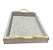 BANDEJA DECORATIVA PU CINZA E PUXADOR DOURADO 48cm - Imagem 3