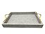 BANDEJA DECORATIVA PU CINZA E PUXADOR DOURADO 48cm - Imagem 2